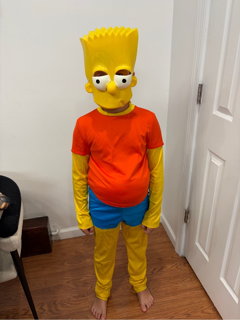 Disguise Bart Simpson Costume in Yellow, Orange & Blue few small cracks on mask